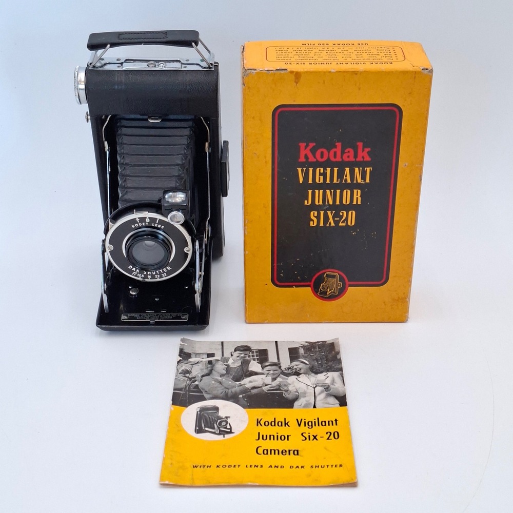 Kodak Vigilant Junior Six-20 Folding Camera Kodet Lens Dak Shutter Box Manual